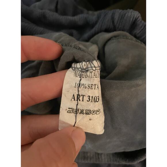 Made In Italy Silky Blue/Gray Dip Dye Palazzo Wrap Pants Soft Stretchy Waist￼ - Picture 7 of 7